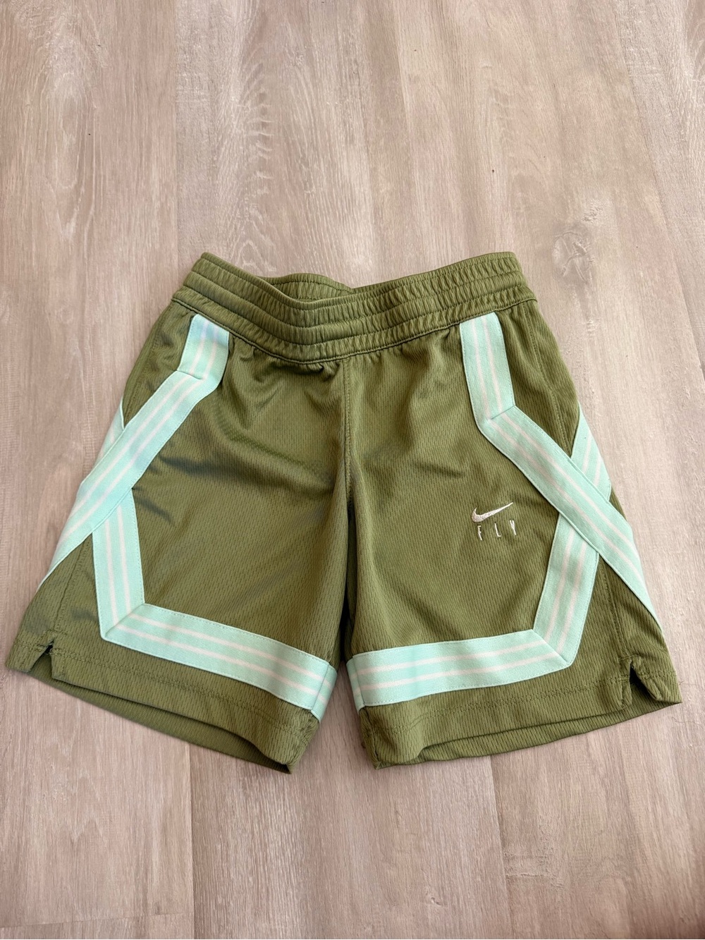 Nike Olive Green Shorts with Mint Accent